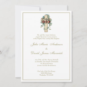 Katholik Jesus Mary Joseph Floral Wedding Einladung