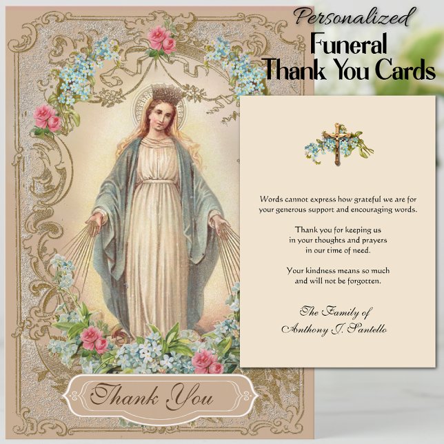 Katholische Beerdigung Beileid Heilige Karte Viele (Personalized Traditional Catholic Virgin Mary Funeral Thank You Cards)