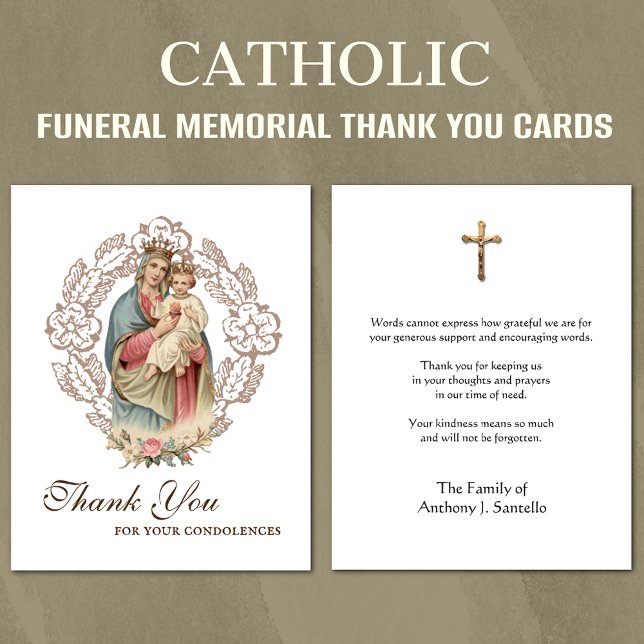 Katholische Beerdigung Beileid Heilige Karte Viele (Traditional Catholic Funeral Memorial Thank you Cards)