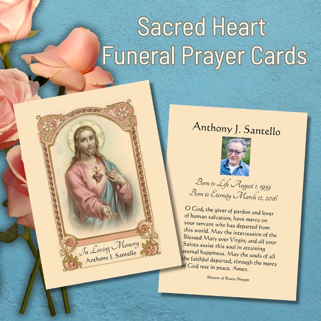 Katholische Beerdigung Gedenkgebet Heilige Karte (Traditional Catholic Sacred Heart of Jesus Funeral Prayer Cards)
