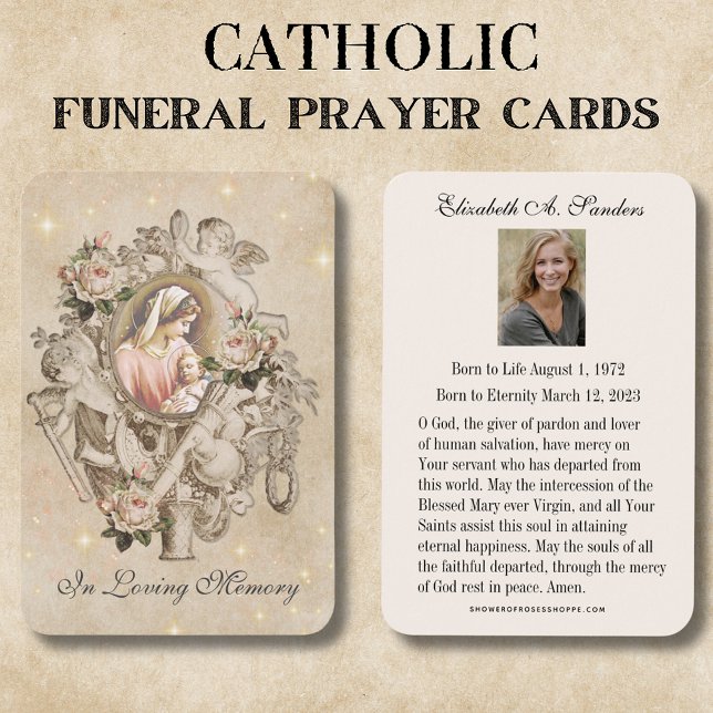 Katholische Beerdigung Gedenkgebet Heilige Karte (Traditional Catholic Vintage Funeral Memorial Prayer Cards)