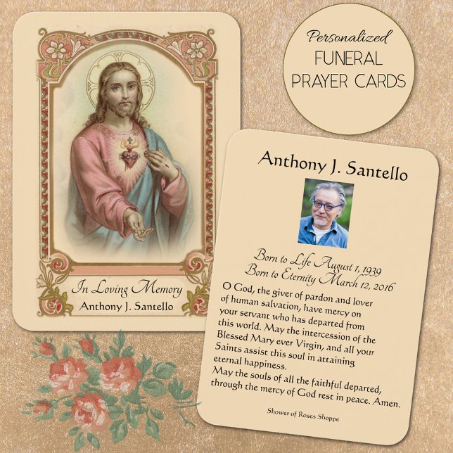 Katholische Beerdigung Gedenkgebet Heilige Karte (Personalize Catholic Funeral Prayer card of the Sacred Heart of Jesus)