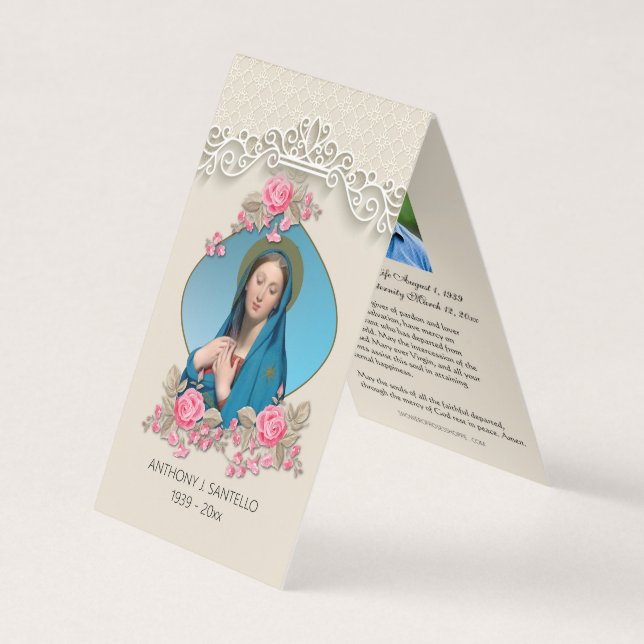 Katholische Beerdigung Jungfrau Mary Gebet Heilige Visitenkarten (Vorderseite)