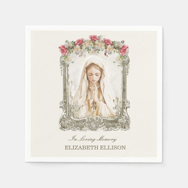 Katholische Beerdigungskarte Mary Prayer Card Serviette (Vorderseite)