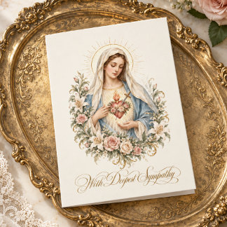 Katholische Beileidskarte mit Immaculatem Herzen M Karte