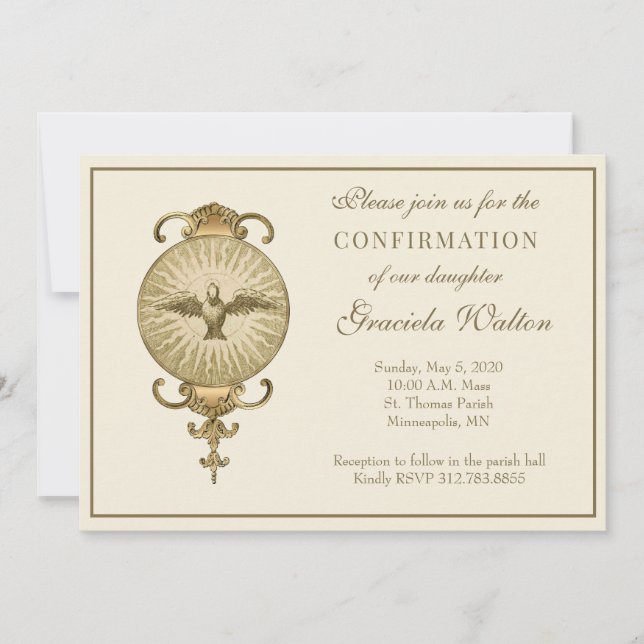 Katholische Bestätigung Heiliger Geist Schrift Einladung (Vorderseite)