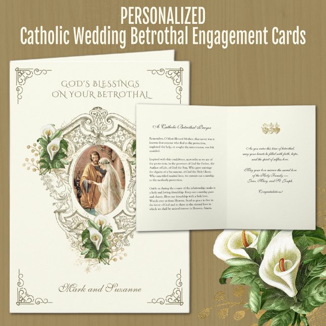 Katholische Betrothal-Verlobung Hochzeit mit Blume Karte (Traditional Catholic Wedding Betrothal Congratulations Prayer Cards)