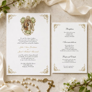 KATHOLISCHE BLUMEN GOLDE HOCHZEITSEINLADUNGEN EINLADUNG