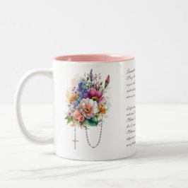 Katholische BlumenBouquet-Memorare Gebet Rosary Zweifarbige Tasse