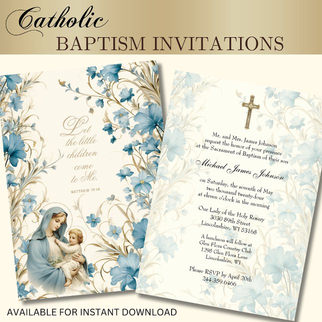 Katholische Blumentaufe Christening Baby Scripture Einladung (Von Creator hochgeladen)