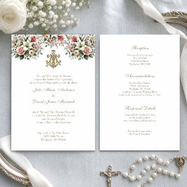 Katholische Blütengoldblüte Mary Wedding Einladung