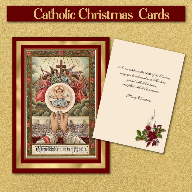 Katholische Deutsche Jesus Christmas Engel Host (German Catholic Christmas Cards - Easy to personalize)