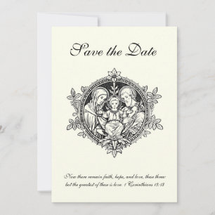 Katholische Elegant Elfenbeinheilige Familie Save The Date