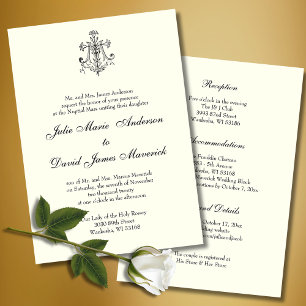 Katholische elegante religiöse Hochzeitskombinatio Einladung