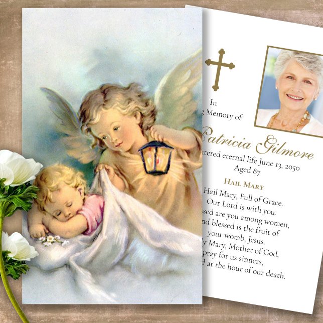 Katholische Engelsse Beerdigung Gebet Sympathie Ka (catholic, religious, celebration of life, in loving memory of, prayer cards for bereavement)
