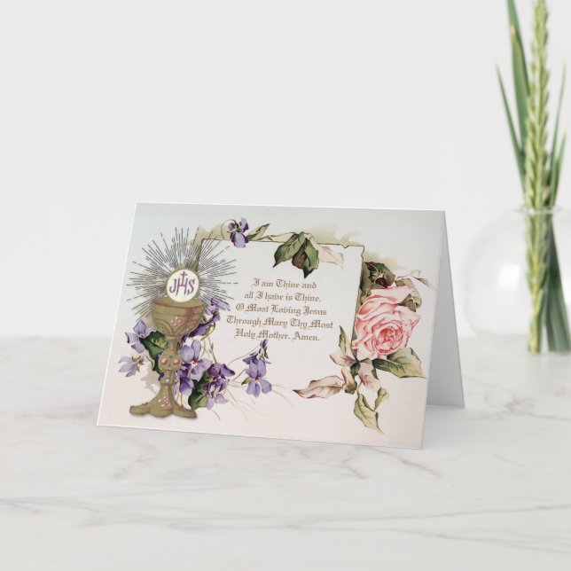 Katholische Erste Heilige Kommune Gebet Vintag Karte (Vorderseite)