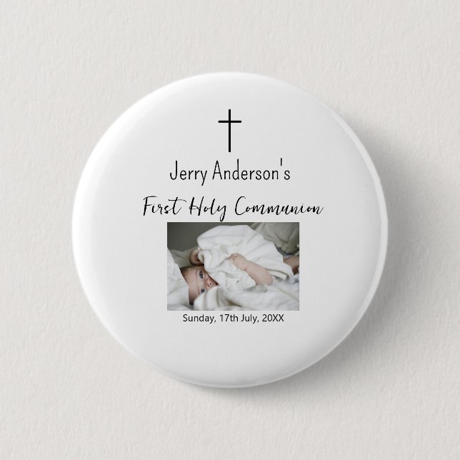 Katholische erste heilige Kommunion einfache QR mi Button (Vorderseite)