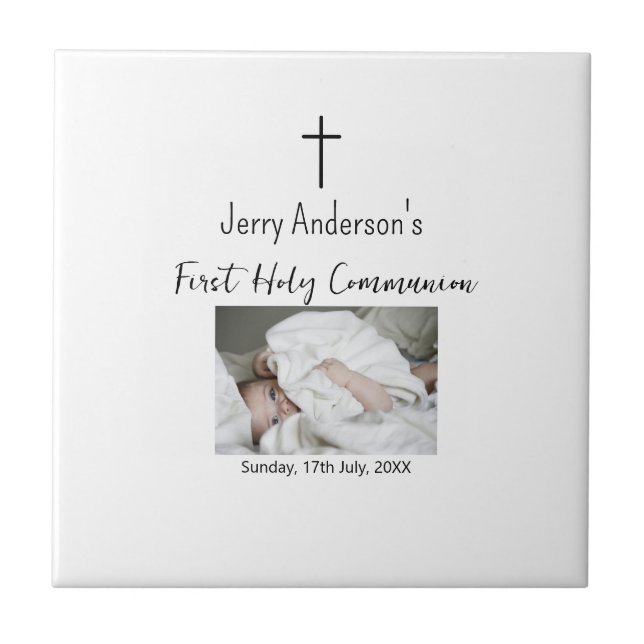 Katholische erste heilige Kommunion einfache QR mi Fliese (Vorderseite)