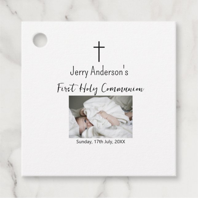 Katholische erste heilige Kommunion einfache QR mi Geschenkanhänger (Vorderseite)