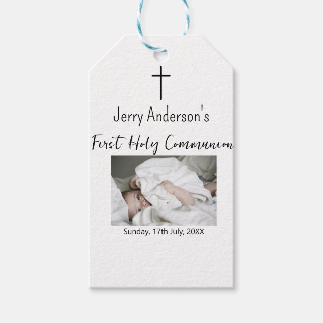 Katholische erste heilige Kommunion einfache QR mi Geschenkanhänger (Vorderseite)
