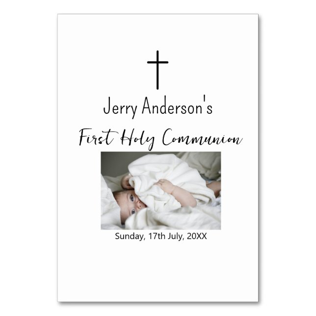 Katholische erste heilige Kommunion einfache QR mi Tischnummer (Vorderseite)