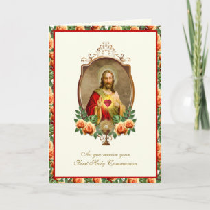 Katholische Erste Heilige Kommunion Elegante Jesus Karte