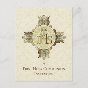 Katholische Eucharistin Erste Heilige Kommune Einl Einladung