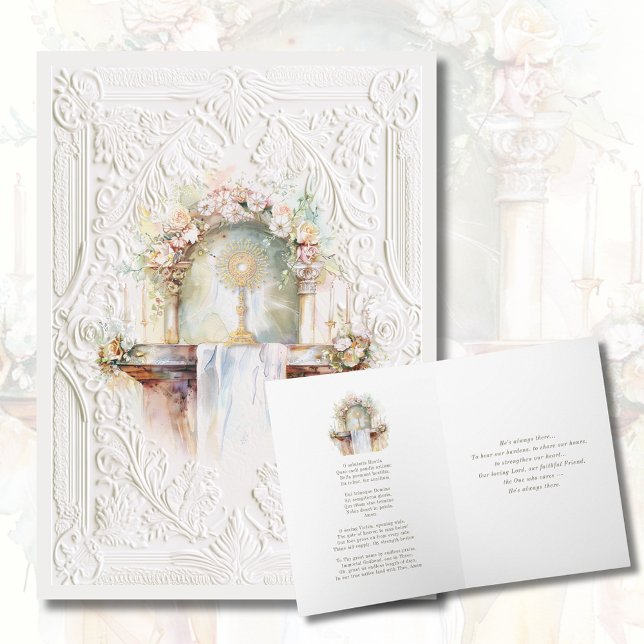 Katholische Eucharistische Aquarellschrift Gebet Karte (Von Creator hochgeladen)