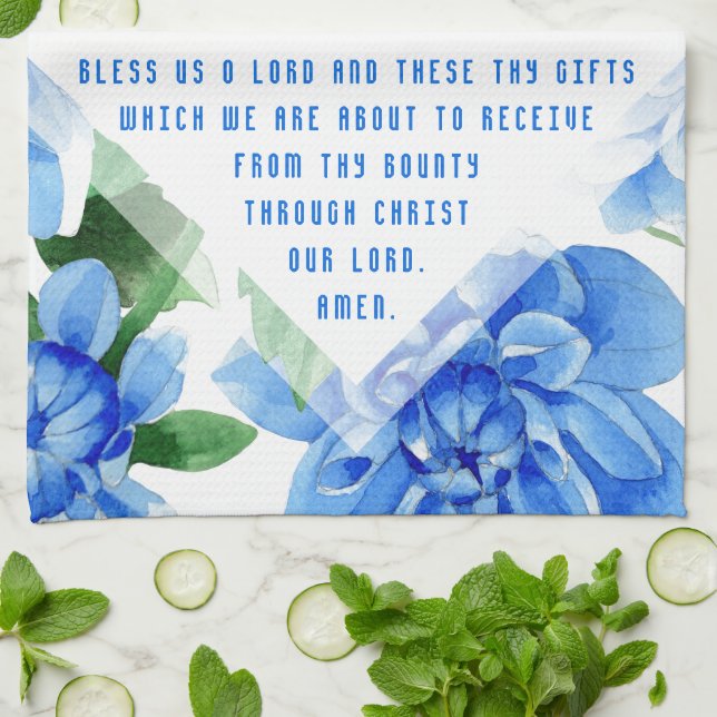 Katholische Familie Gnade vor Mahlzeiten Gebet flo Geschirrtuch (Gefaltet)