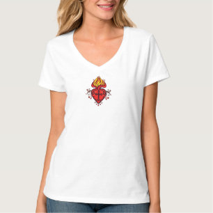 Katholische Frauen Sacred Heart of Jesus V-Ausschn T-Shirt