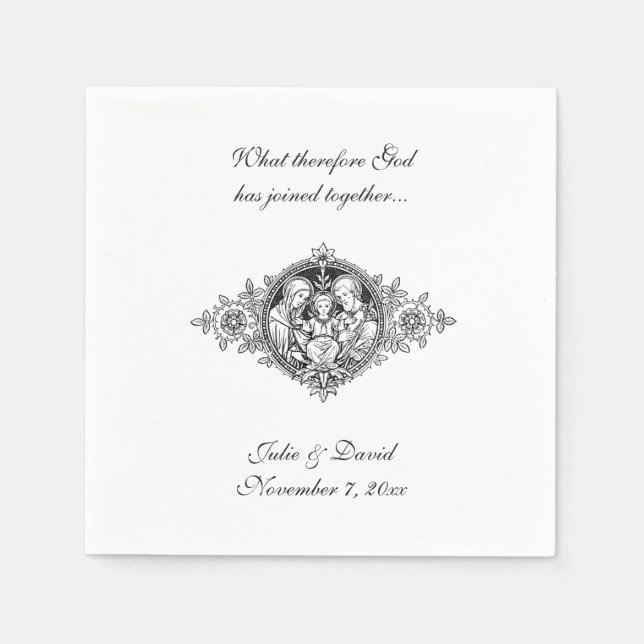 Katholische Gastgeschenk Hochzeit Heilige Familie  Serviette (Vorderseite)