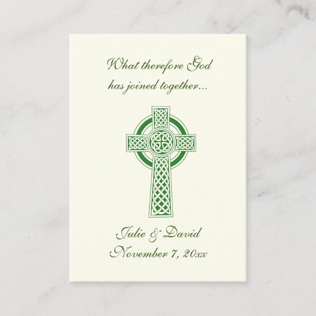 Katholische Gastgeschenk Hochzeit Irish Green Celt Visitenkarte (Vorderseite)