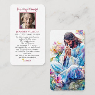 Katholische Gebetskarte Jesus im Gebet Vaterunser Visitenkarte