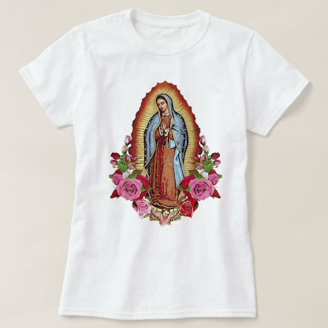 Katholische Gottesmutter von Guadalupe Jungfrau Ma T-Shirt (Design vorne)