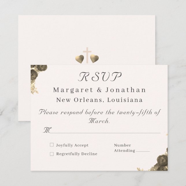 Katholische Grace Wedding RSVP Karte (Vorne/Hinten)