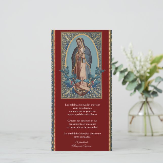 Katholische Guadalupe Beileid Spaniens Dankeskarte (Stehend Vorderseite)