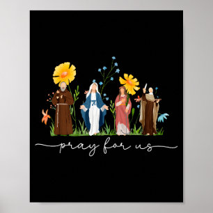 Katholische Heilige Florale Frauen Religiöse Männe Poster