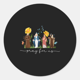 Katholische Heilige Florale Frauen Religiöse Männe Runder Aufkleber