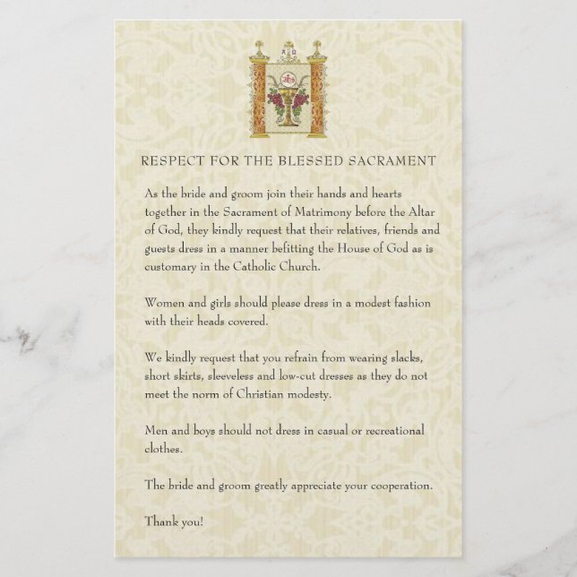 Katholische Hochzeit bescheidene Kirchenbekleidung Briefpapier (Vorderseite)