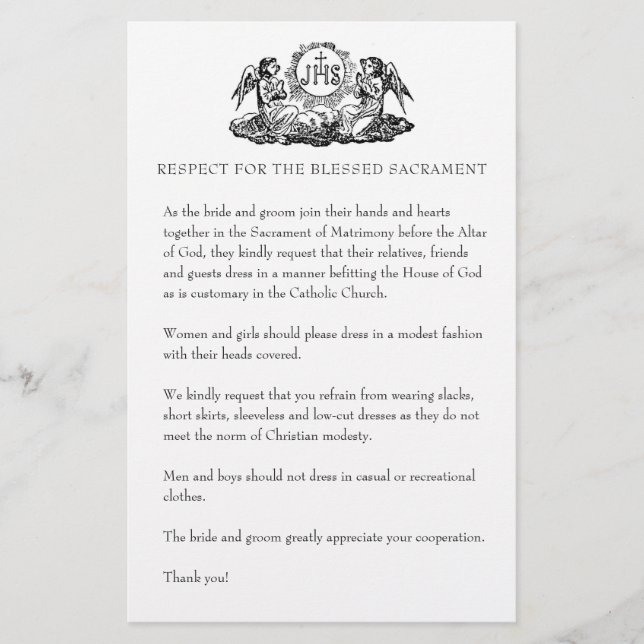 Katholische Hochzeit bescheidene Kirchenbekleidung Briefpapier (Vorderseite)