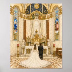 Katholische Hochzeit Braut & Bräutigam in der Kirc Poster