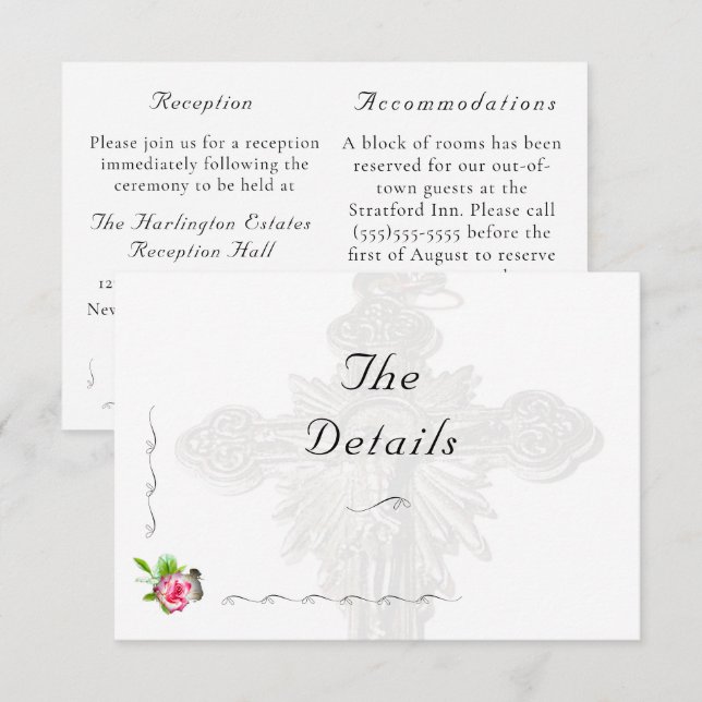 Katholische Hochzeit der Rose Nuptial Begleitkarte (Vorne/Hinten)