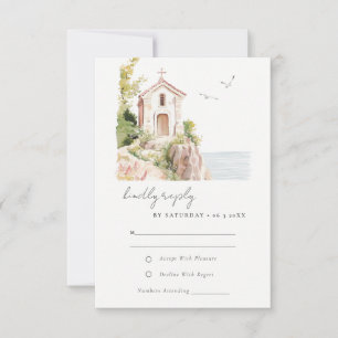 Katholische Hochzeit der Wasserfarbenkirche RSVP Karte