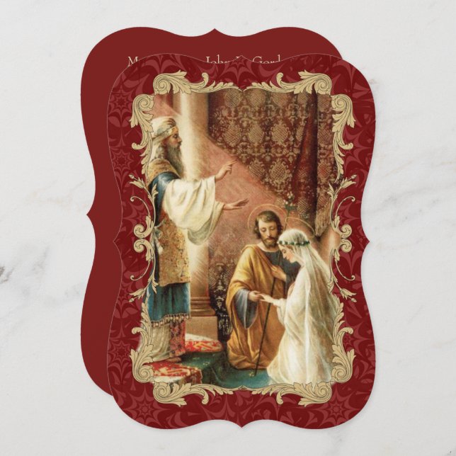 Katholische Hochzeit Gold Maroon Hochzeit Einladun Einladung (Vorne/Hinten)