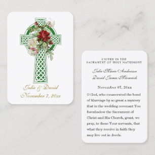Katholische Hochzeit Irish Cross Gunst Heilige Kar Visitenkarte