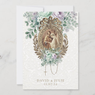  Katholische Hochzeit mintgrün lavendel Einladung