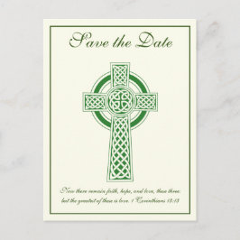 Katholische Hochzeit von Ivory Green Celtic Cross Ankündigungspostkarte