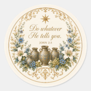 Katholische Hochzeit zu Kana Schriftblume Runder Aufkleber