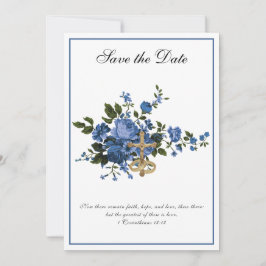 Katholische Hochzeitblauer Rose Religiös Save The Date