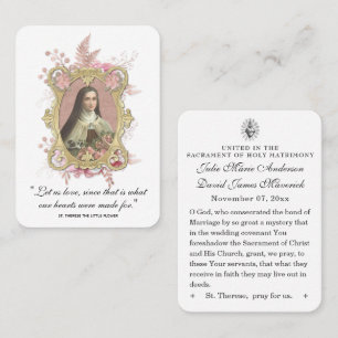Katholische Hochzeitsgunst St. Therese Vintage Ros Visitenkarte